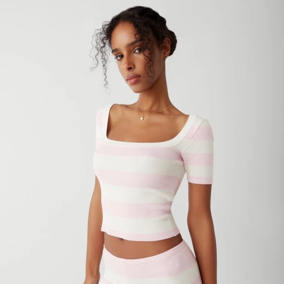 Frankie's Bikinis Tops - Frankie's Bikinis Sunset Knit Shirt - Ballet Stripe (Size M NWT)